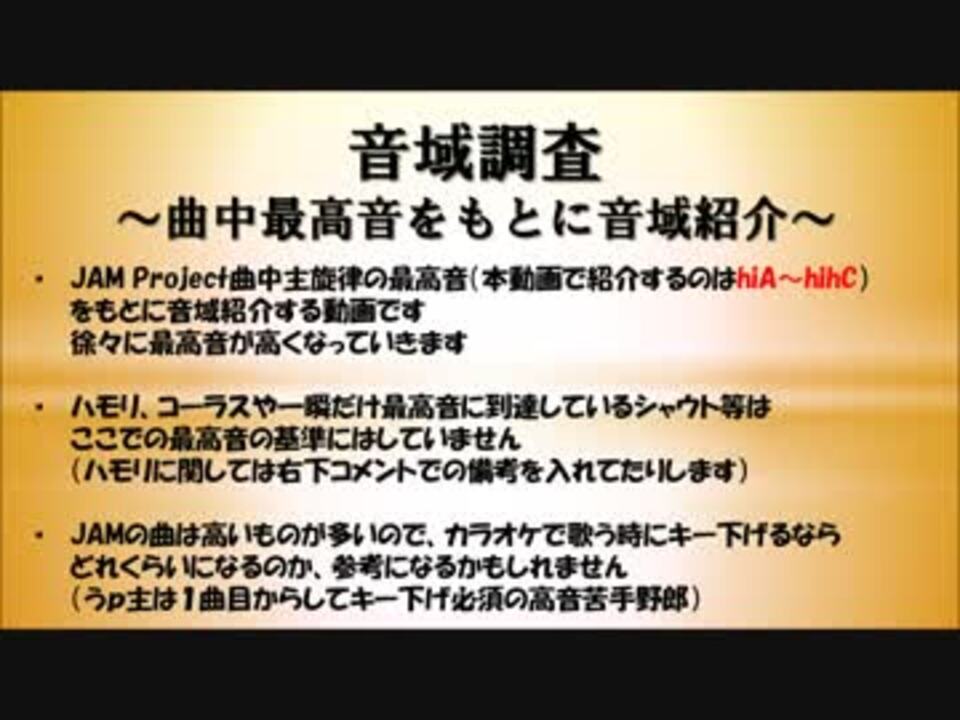 Jam Projectの曲中最高音から音域を紹介 ニコニコ動画