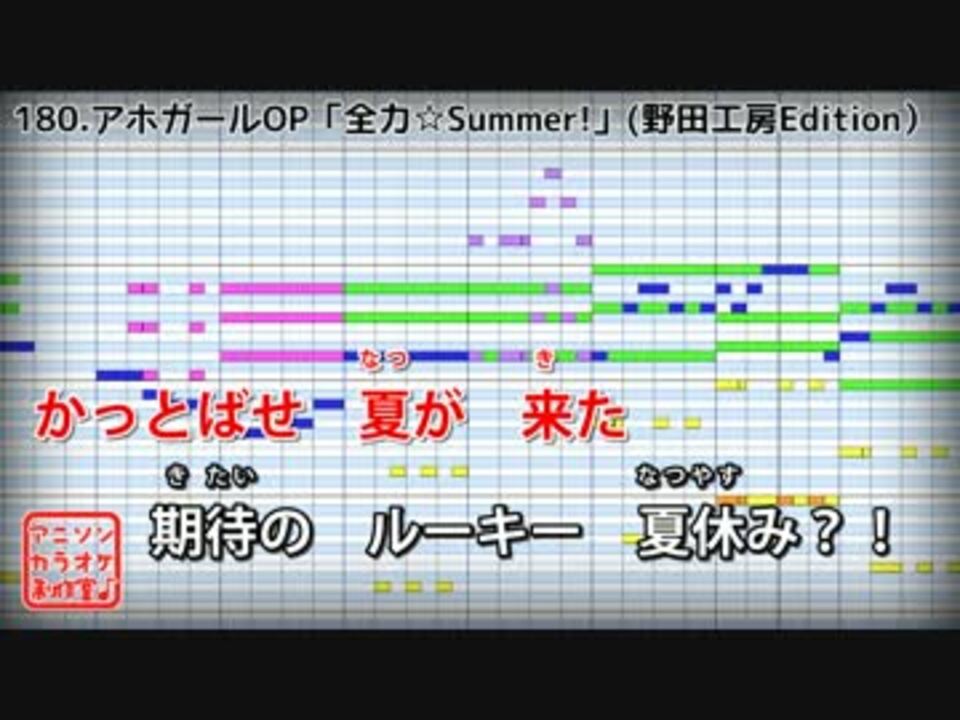 フル歌詞付カラオケ 全力 Summer アホガールop Angela By 野田