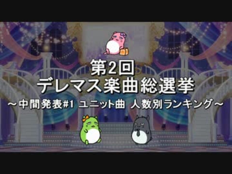 中間発表 1 第2回 デレマス楽曲総選挙 ユニット曲 人数別top5 Or Top10 ニコニコ動画