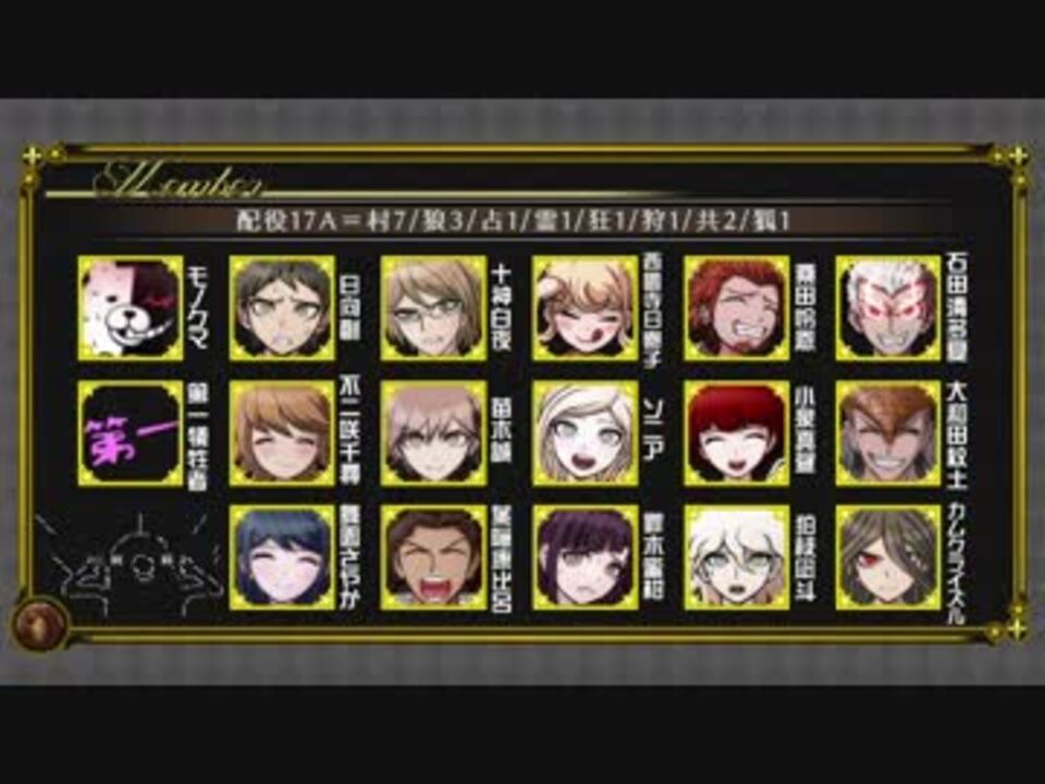 ダンガンロンパ人狼 17a村no リプレイ Part 1 ニコニコ動画