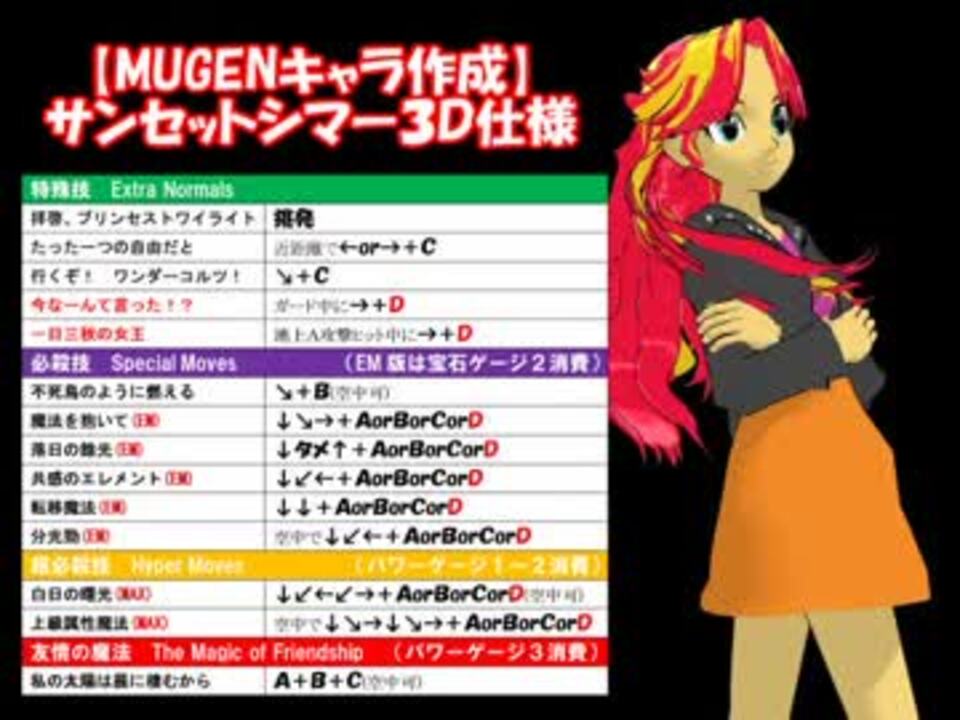 Mlp Eqg サンセットシマーの魔法修行編 Mugenキャラ作成 ニコニコ動画