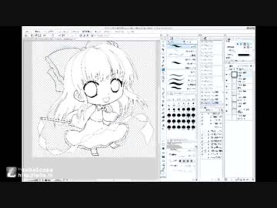 霊夢のミニキャラ線画描いてみた ニコニコ動画