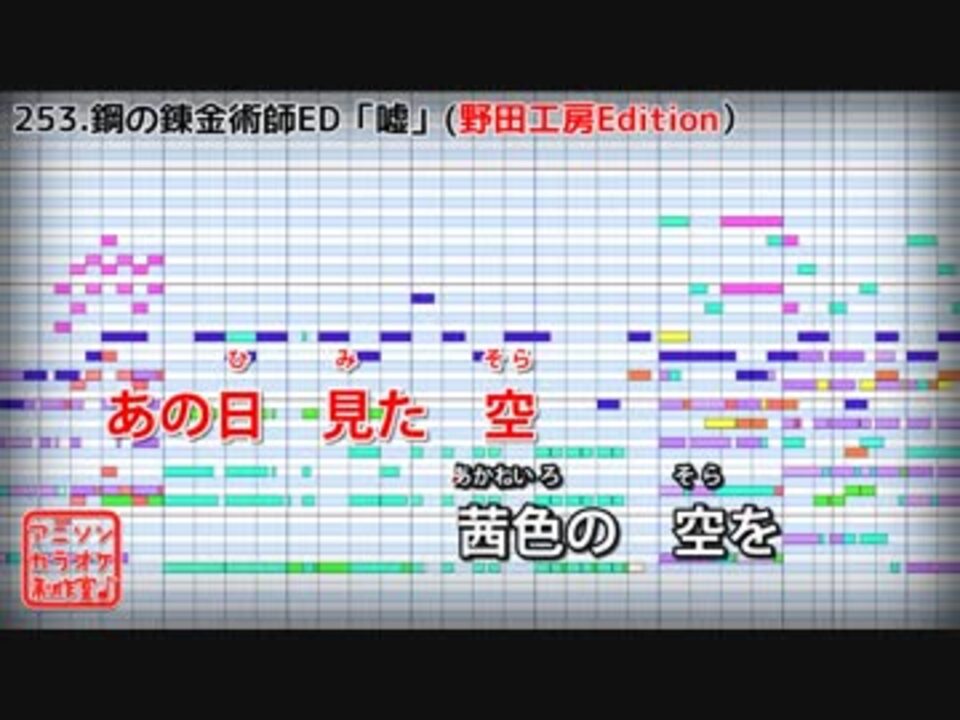 フル歌詞付カラオケ 嘘 シド 鋼の錬金術師ed 野田工房cover ニコニコ動画