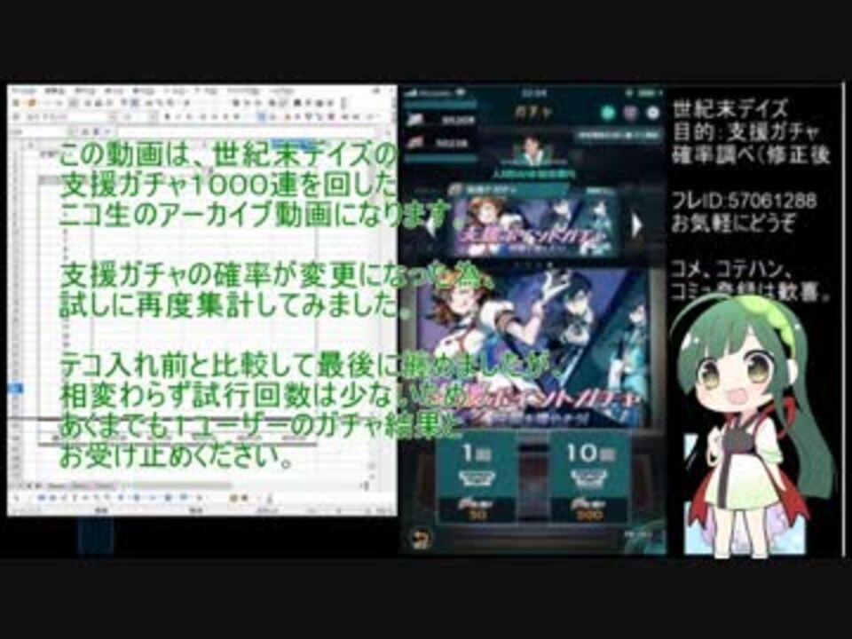 世紀末デイズ 支援ガチャ1000連 確率調整後 ニコニコ動画