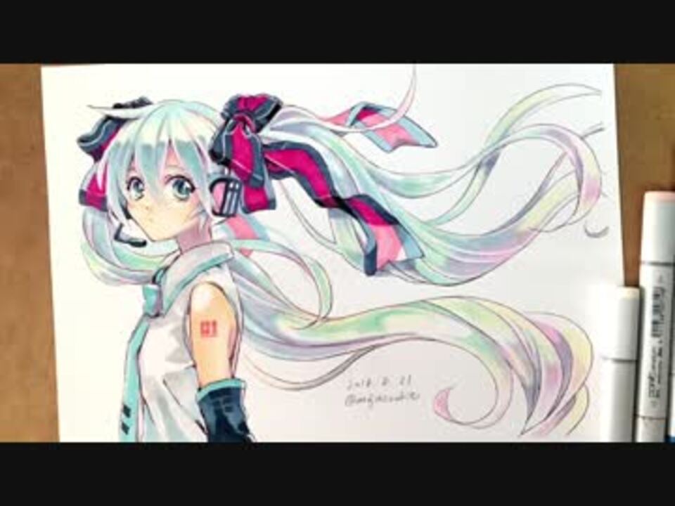 コピックで初音ミクを塗ってみたメイキング ニコニコ動画