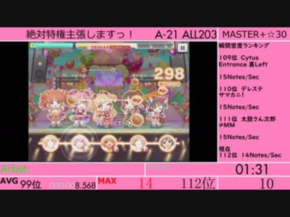 デレステ 絶対特権主張しますっ Mas の秒間密度をはかってみた ニコニコ動画