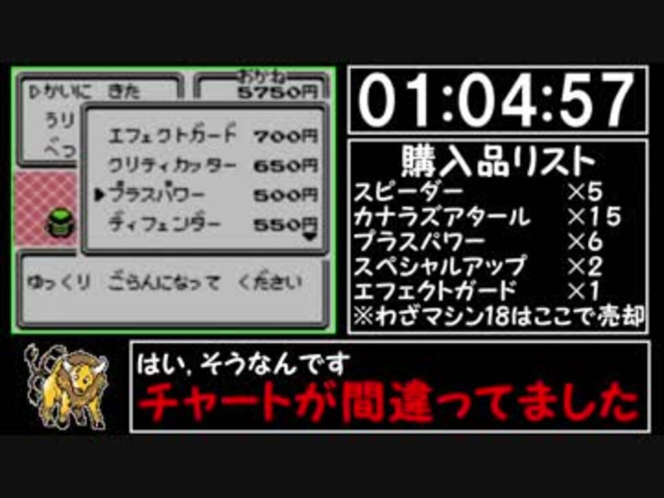 ポケモン赤rta ケンタロスチャート Part4 10 X X4 00 ニコニコ動画