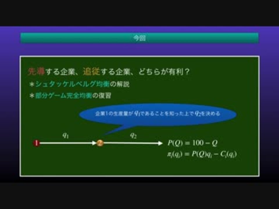 ゲーム理論応用 寡占市場分析3 ニコニコ動画