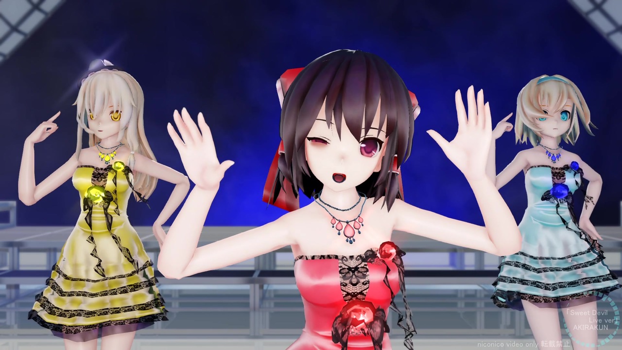 東方MMD】霊夢・魔理沙・アリスで「Sweet Devil Live ver」 1080P