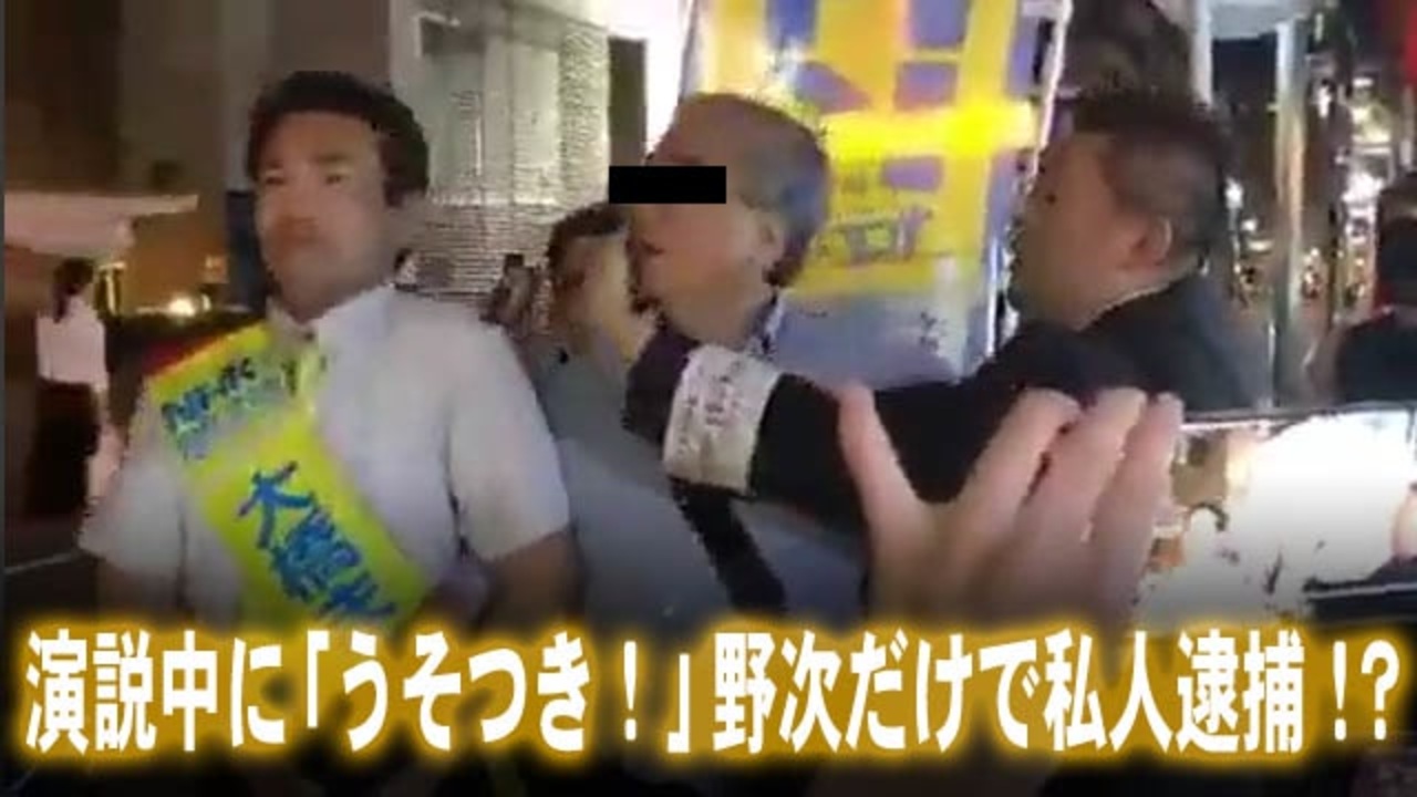 立花孝志 ｎ国党選挙演説中に うそつき 野次だけで私人逮捕 ニコニコ動画