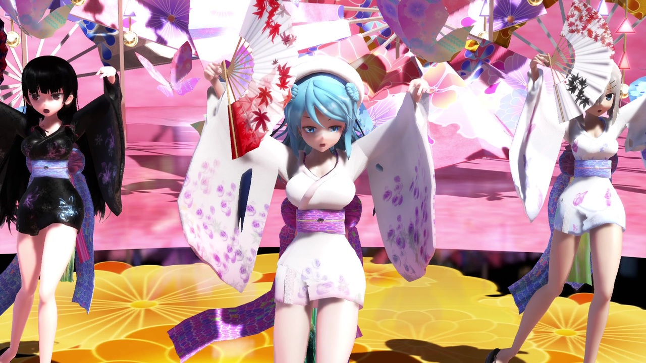 Mmd艦これ ミニ丈和装の 浦風 浜風 磯風で響喜乱舞 ニコニコ動画