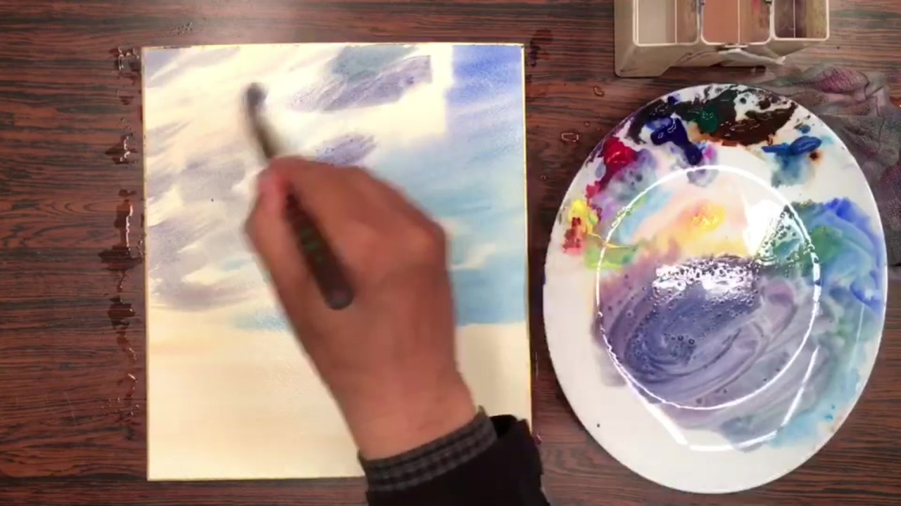 水彩画描き方 風景 空の雲と海 家族愛 Watercolor 解説 講座 動画 ニコニコ動画