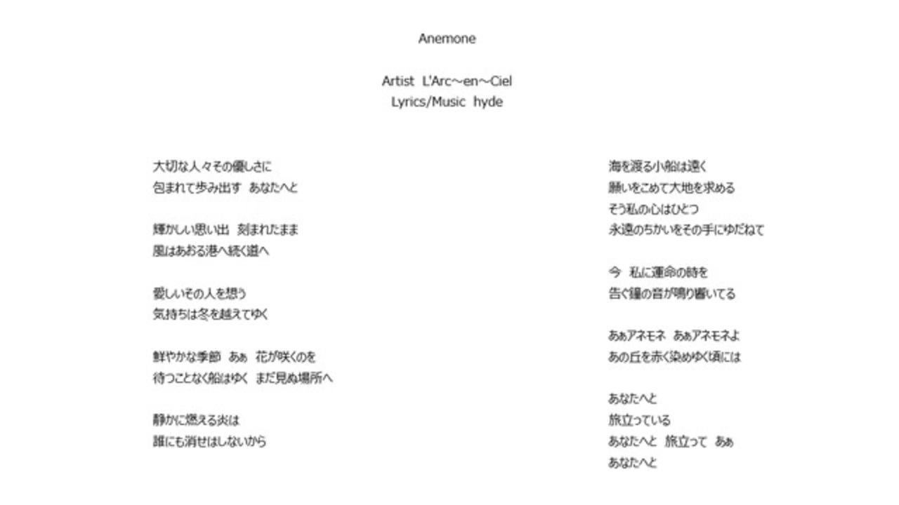 歌ってみた L Arc En Ciel Anemone ニコニコ動画