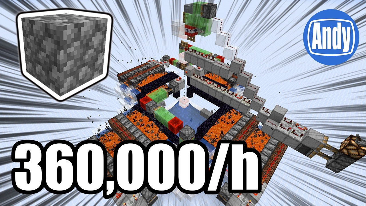 Minecraft 毎時36万 全自動丸石製造機 アンディマイクラ Java 1 15 2 ニコニコ動画