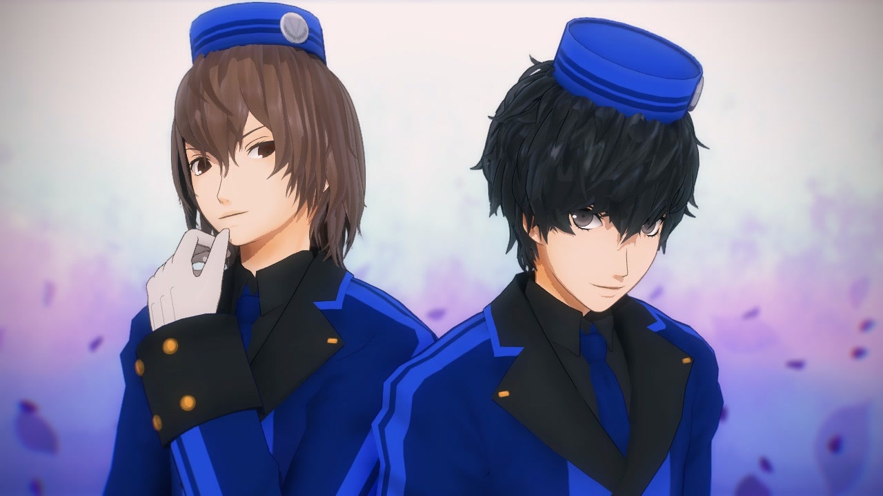Mmdペルソナ P5主人公と明智が群青色の衣服でgimme Gimme ニコニコ動画