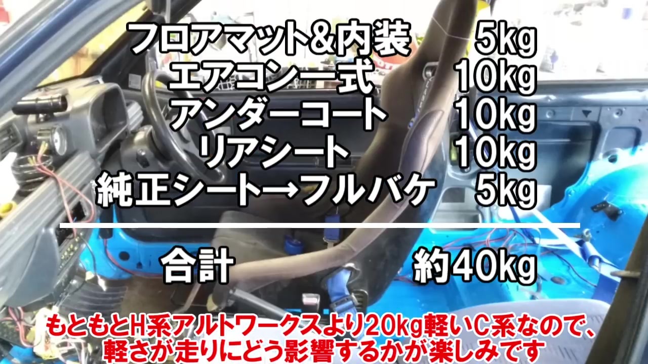 アルトワークス競技車への道 内装編 40kgの軽量化 Diy F6a Twincam Turbo ニコニコ動画