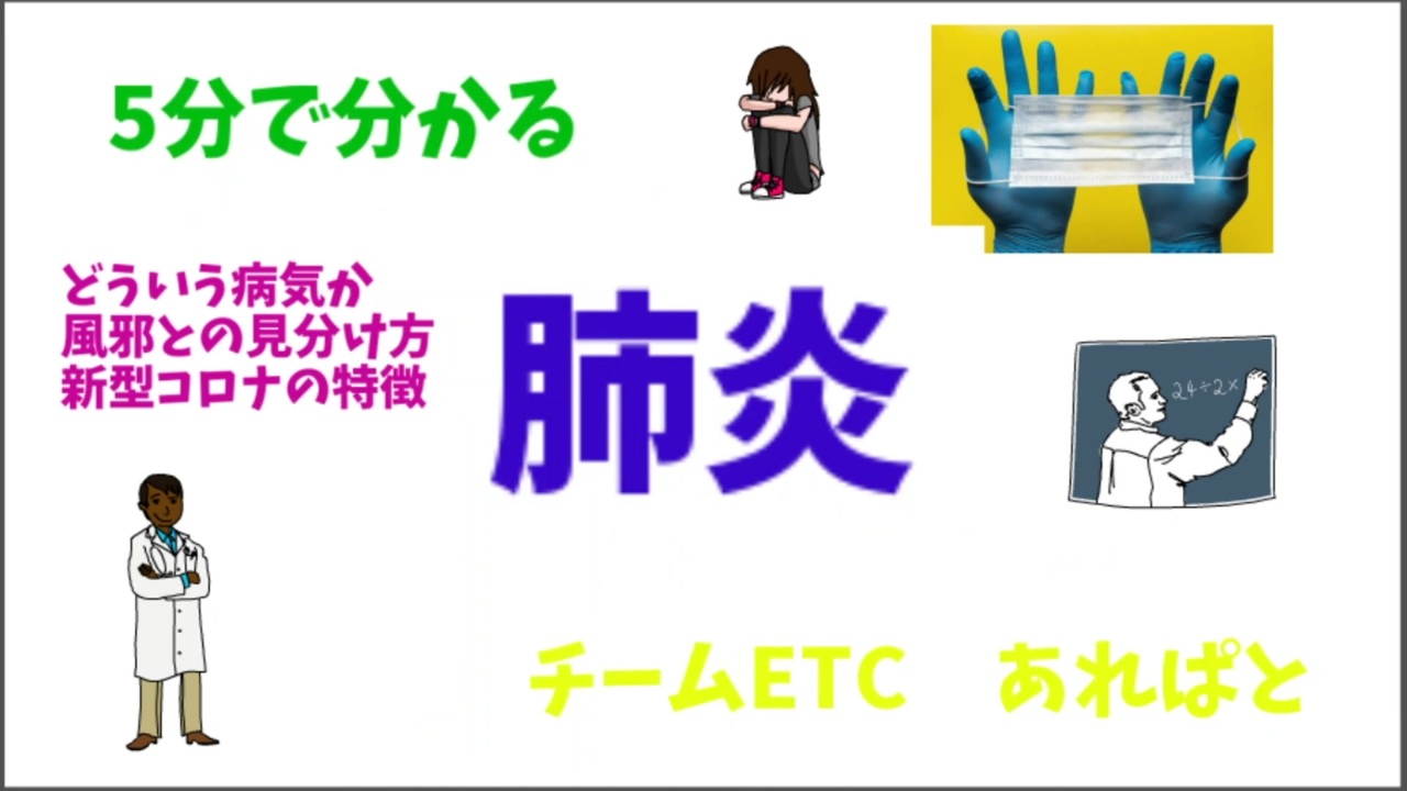 肺炎とはわかりやすく解説 6分で解説 症状 治療 コロナの特徴 予防法 風邪との違い 見分け方など ニコニコ動画