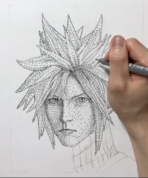 点描画でff7のクラウドを描いてみました メイキング ニコニコ動画