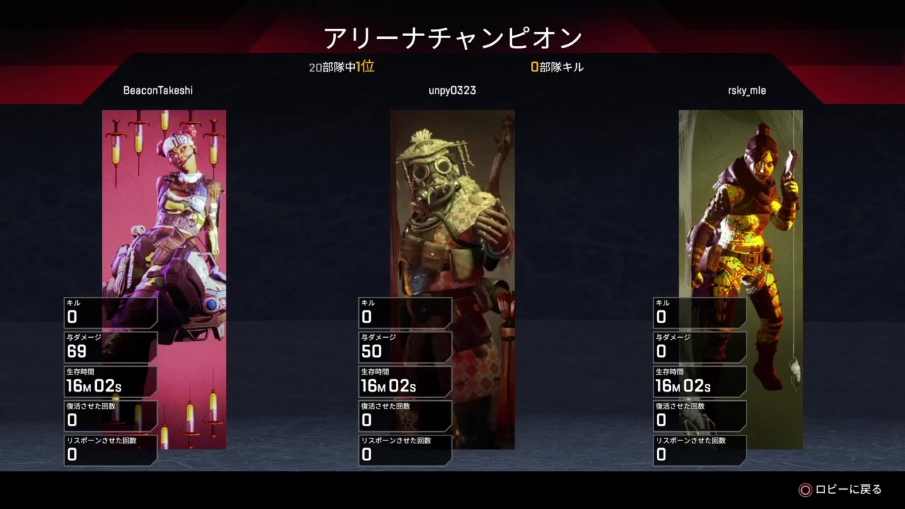 真の０キルチャンピオンをとる男達 Apex Legends Ps4 ニコニコ動画