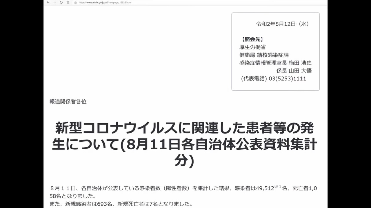 厚生省 Pcr陽性者 感染者 だけど のままにしておきます ニコニコ動画