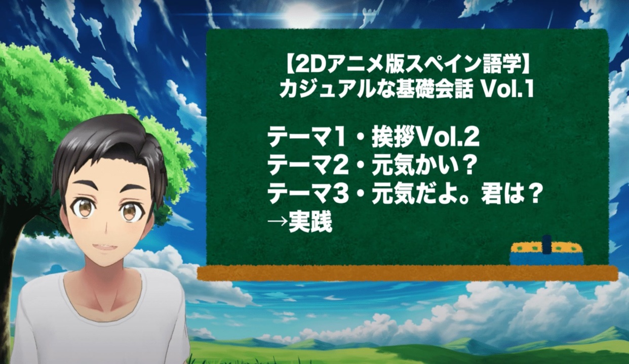 2dアニメ版スペイン語学 カジュアルな基礎会話 気軽な挨拶 第２課 ニコニコ動画