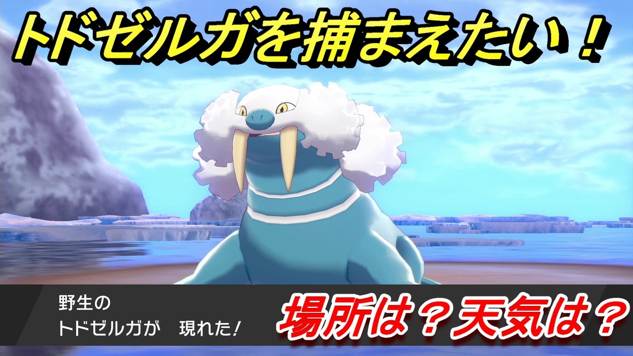 ポケモン剣盾 トドゼルガを捕まえる方法 オススメの場所は 天気は ポケモン図鑑コンプへの道 ポケモンソード シールド ニコニコ動画