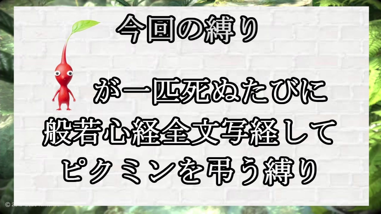 ピクミン１匹死ぬたびに 般若心経 全文写経してきちんと弔う実況 1 ピクミン３デラックス 縛り実況 ニコニコ動画