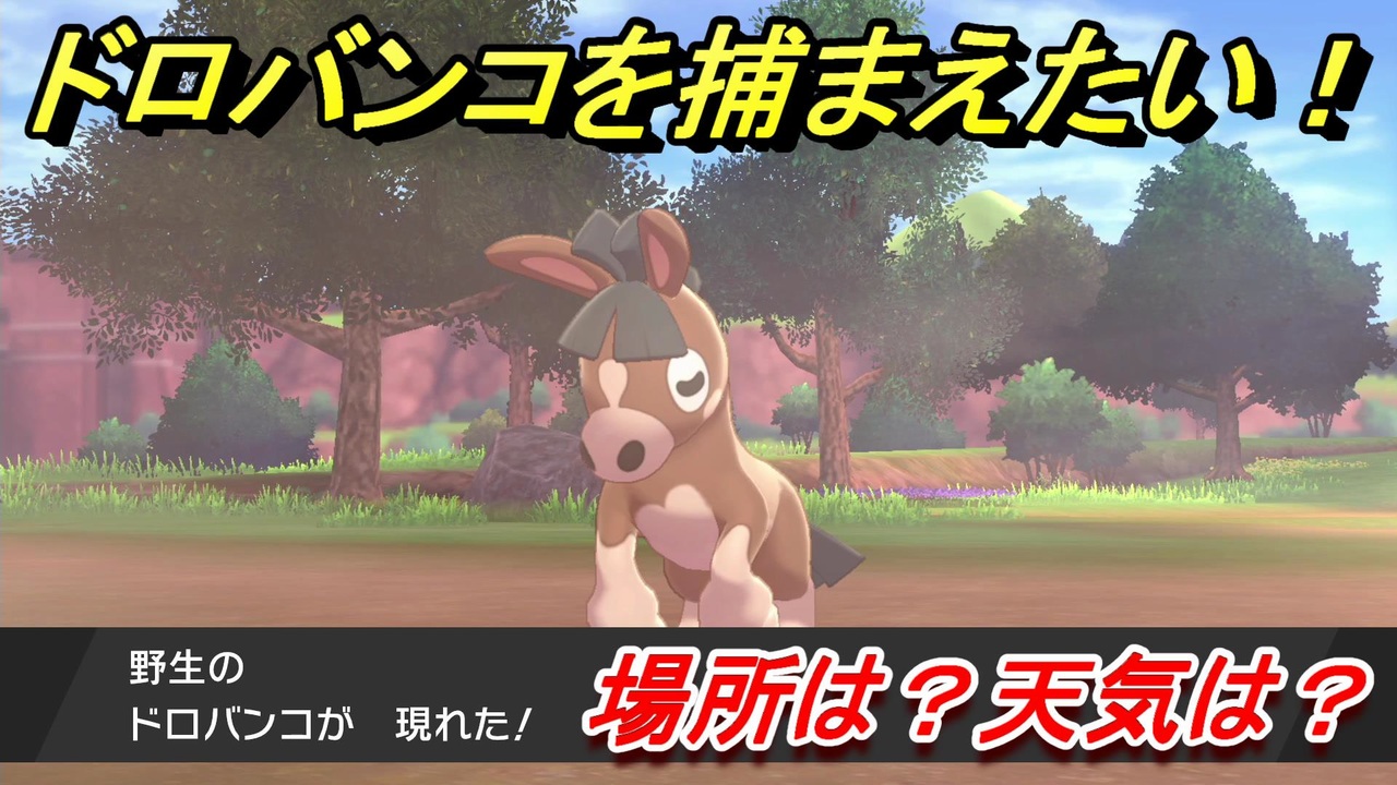 ポケモン剣盾 ドロバンコを捕まえる方法 オススメの場所は 天気は ポケモン図鑑コンプへの道 ポケモンソード シールド ニコニコ動画