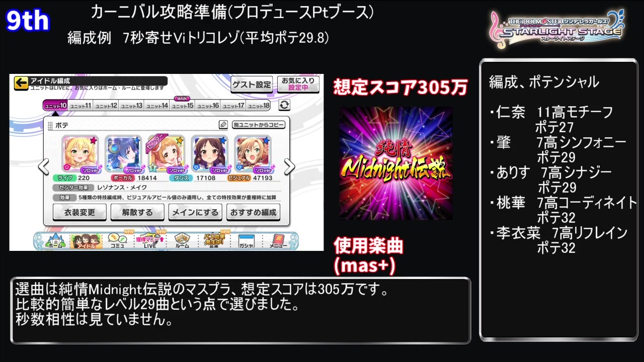 デレステ 次回live Carnival攻略準備 シミュvp26万の編成例紹介 Voiceroid解説 ニコニコ動画