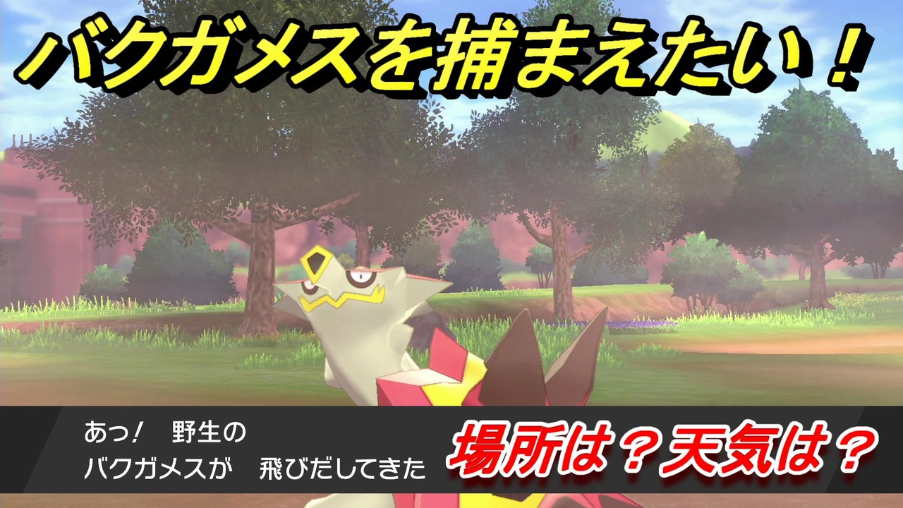 ポケモン剣盾 バクガメスを捕まえる方法 オススメの場所は 天気は ポケモン図鑑コンプへの道 ポケモンソード シールド ニコニコ動画