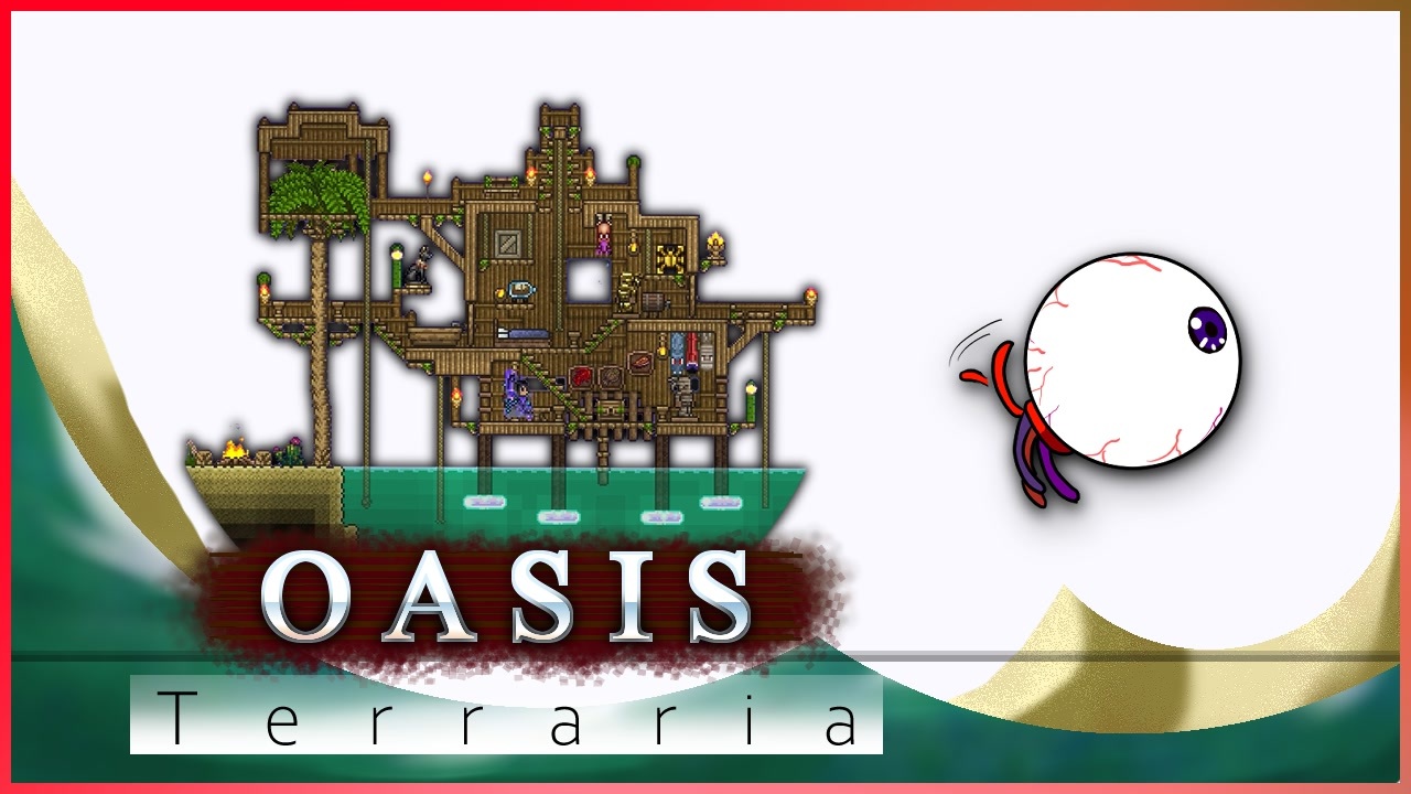 字幕プレイ動画 オアシスに釣り拠点を建てる Terraria 武器種縛りのmasterな世界侵攻 16 932on1000 マスター ニコニコ動画