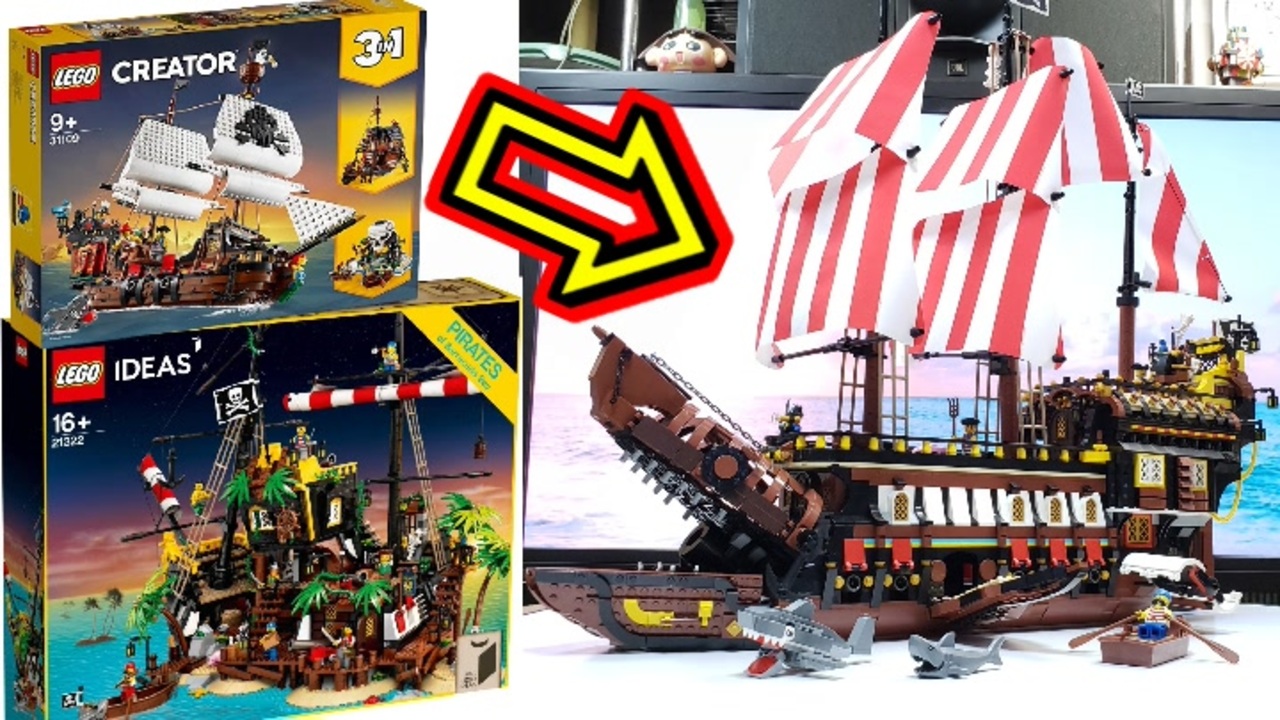 【LEGO】これが本当のダークシャーク号！？海賊船二隻合体組み替えてみた【オリジナル】