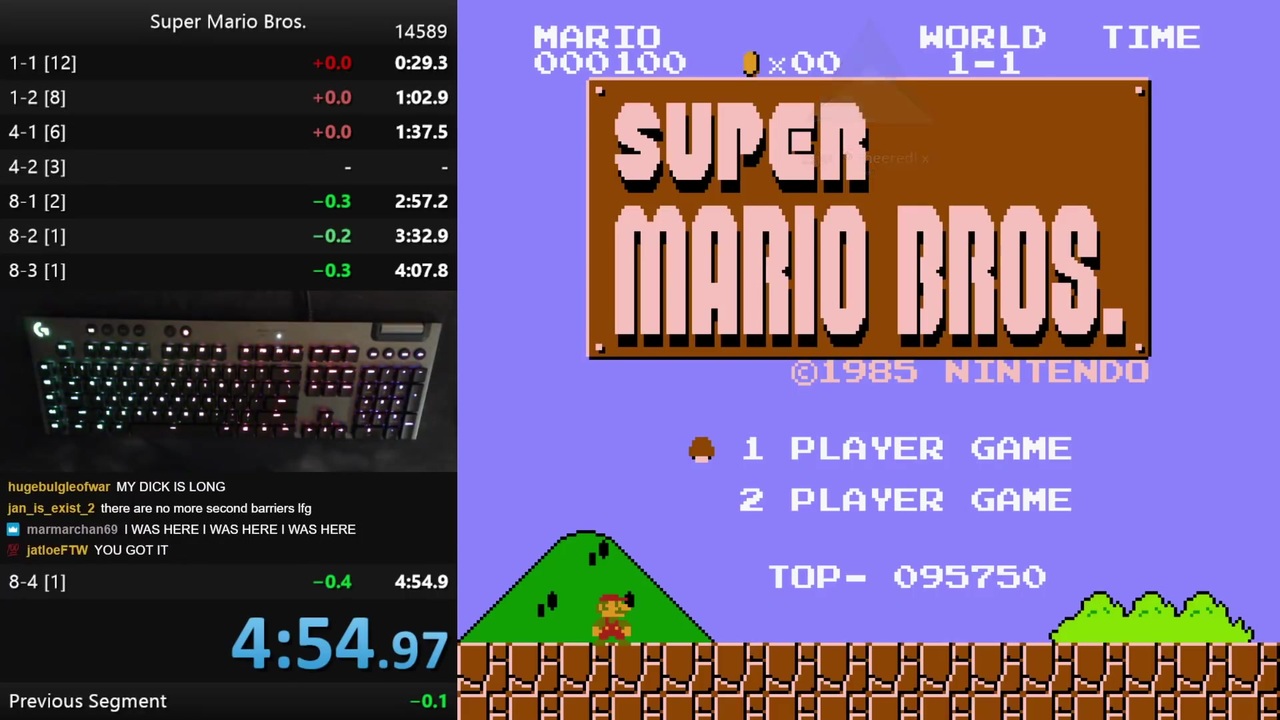 マリオ世界最速記録更新4分54秒クリア Wr スーパーマリオブラザーズ Rta Any 4 54 948 Super Mario Bros Any ニコニコ動画