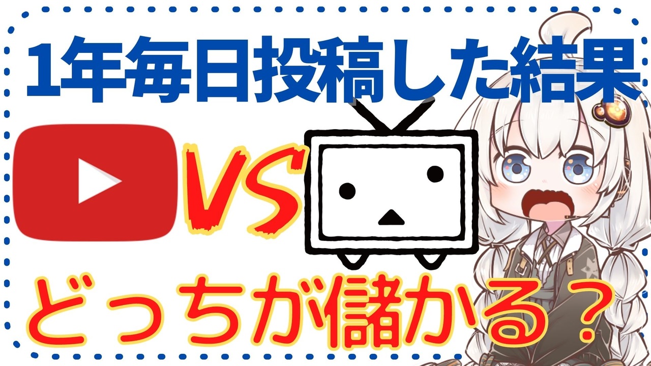 ガチ検証 ニコニコ動画とyoutubeに１年間毎日投稿したらどれくらい儲かるのか ニコニコ動画