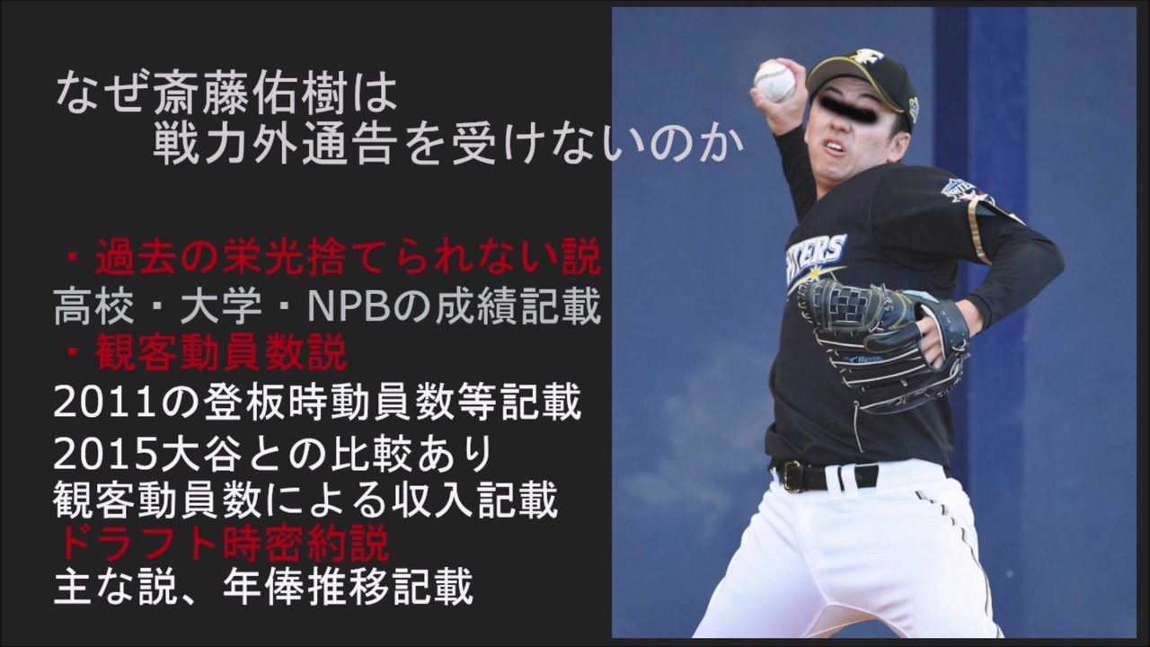 なぜ斎藤佑樹は戦力外通告を受けないのか 驚愕の事実 ニコニコ動画