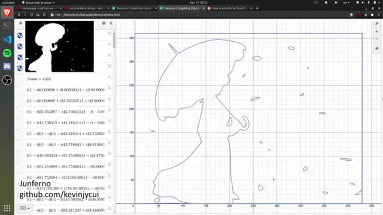 Desmos にベジェ曲線で高精細な 【Bad Apple!!】 を再生した ニコニコ動画