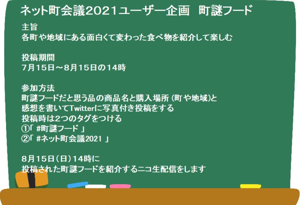 ニコニコ町会議　ユーザ企画　町謎フード配信