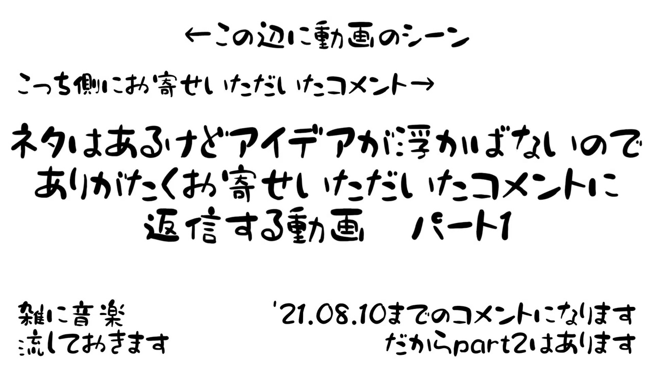 ネタはある アイデアがない だからコメント返信 そんな動画 Part1 ニコニコ動画