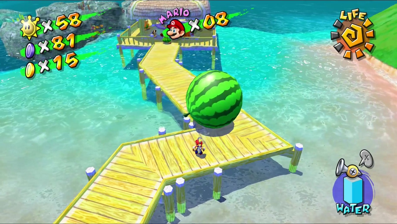 [shine59-60]マリオの夏休み！スーパーマリオサンシャイン実況プレイ57 おばけスイカとリコハーバー100枚コイン