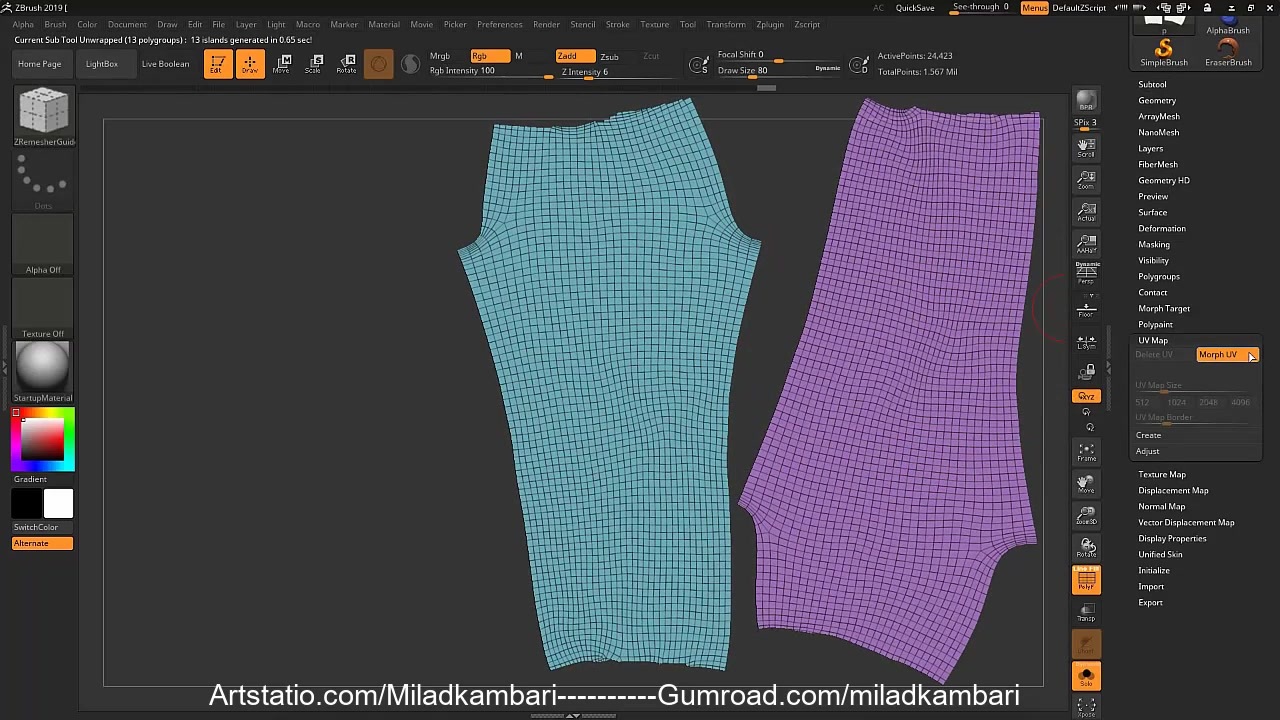 Free Zbrush Tutorial - UV and Surface Noise - ニコニコ動画