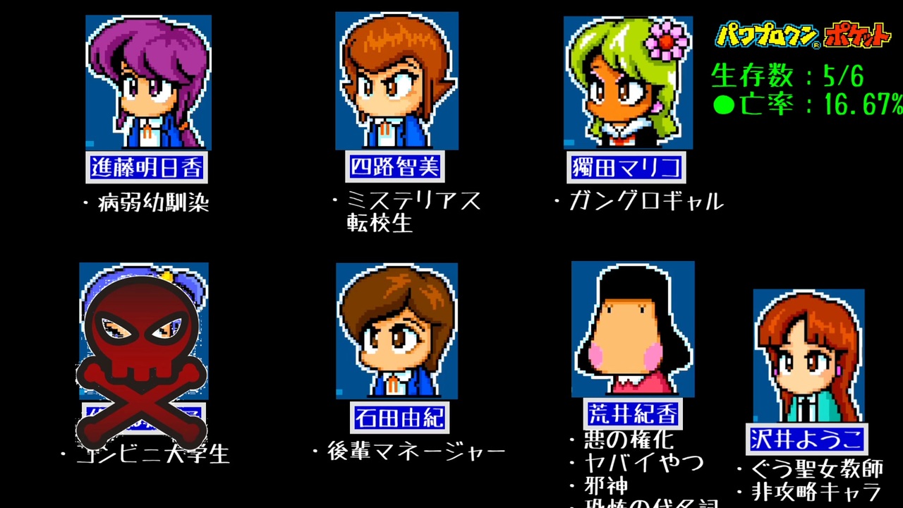 パワポケR記念】パワプロクンポケット1で○んじゃう彼女達 - ニコニコ動画