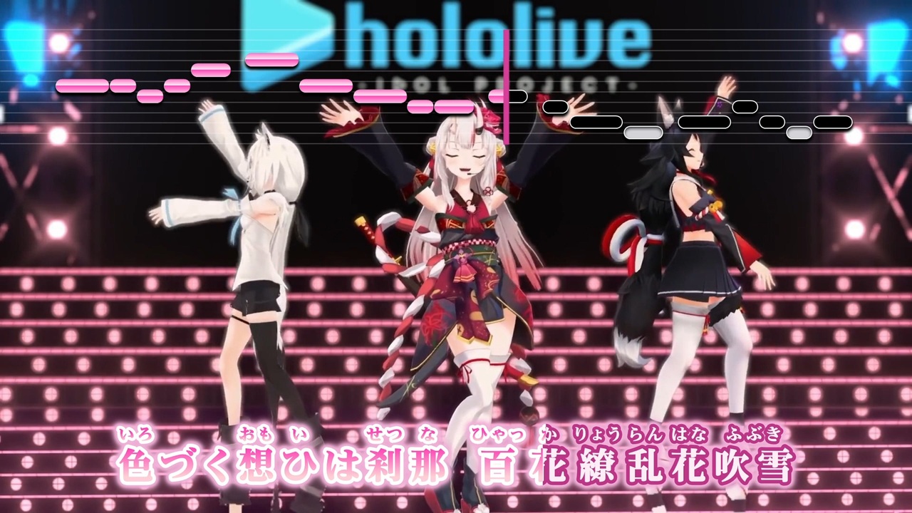 ニコカラhd 百花繚乱花吹雪 踊ってみた映像バージョン Hololive Idol Project ホロライブ インスト版 ガイドメロディ付 ニコニコ動画