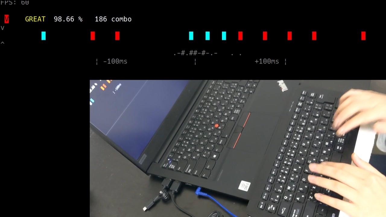 Linuxのターミナルで音ゲー ニコニコ動画