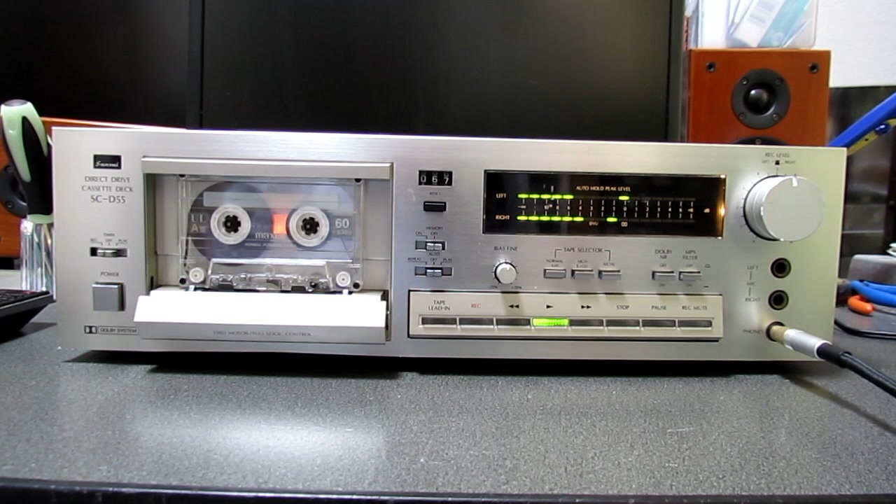 蘇生ジャンクカセットデッキ　自己録再テスト SANSUI SC-D55 ('81)