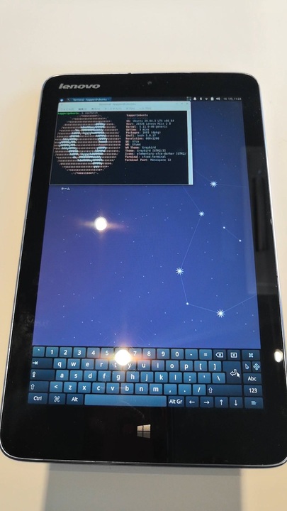 超格安ジャンクwindowsタブレットlenovo Miix2 8にwubiでxubuntu Linux 04 3をインストールしonboardでキーボード入力とターミナルでneofetch ニコニコ動画