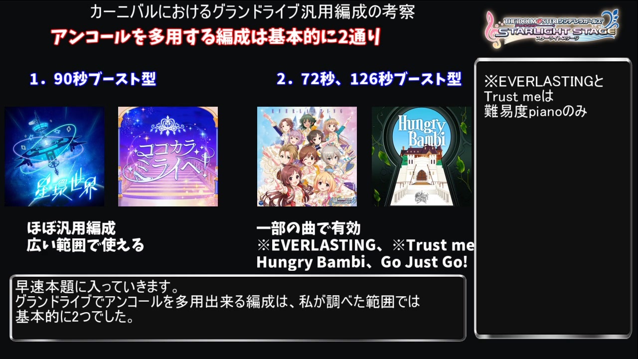 デレステ アンコールを多用した汎用グランドライブ編成の考察 Voiceroid解説 ニコニコ動画