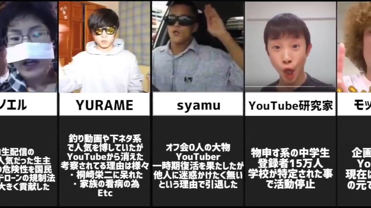消えた ユーチュー バー 一覧