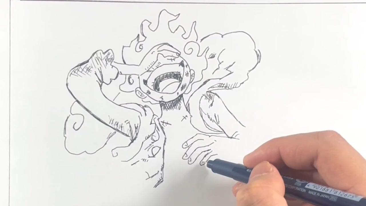 ネタバレ注意 ギア5のルフィ ニカ を一発描きしてみた One Piece ニコニコ動画
