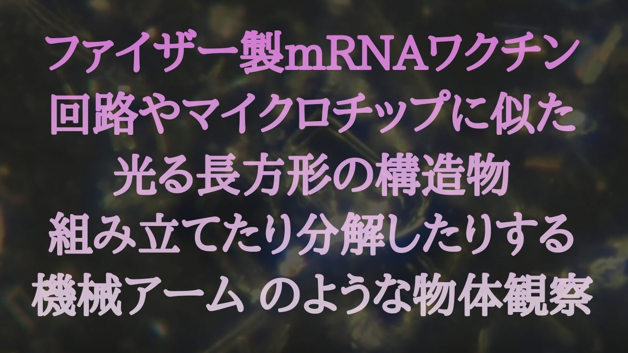 ワクチンの中に酸化グラフェンが入っている？ファイザー社mRNAワクチン、デビッド・ニクソン博士が回路やマイクロチップに似た光る四角い構造物を組み立てたり分解したりする機械の腕と思われるものを観察。