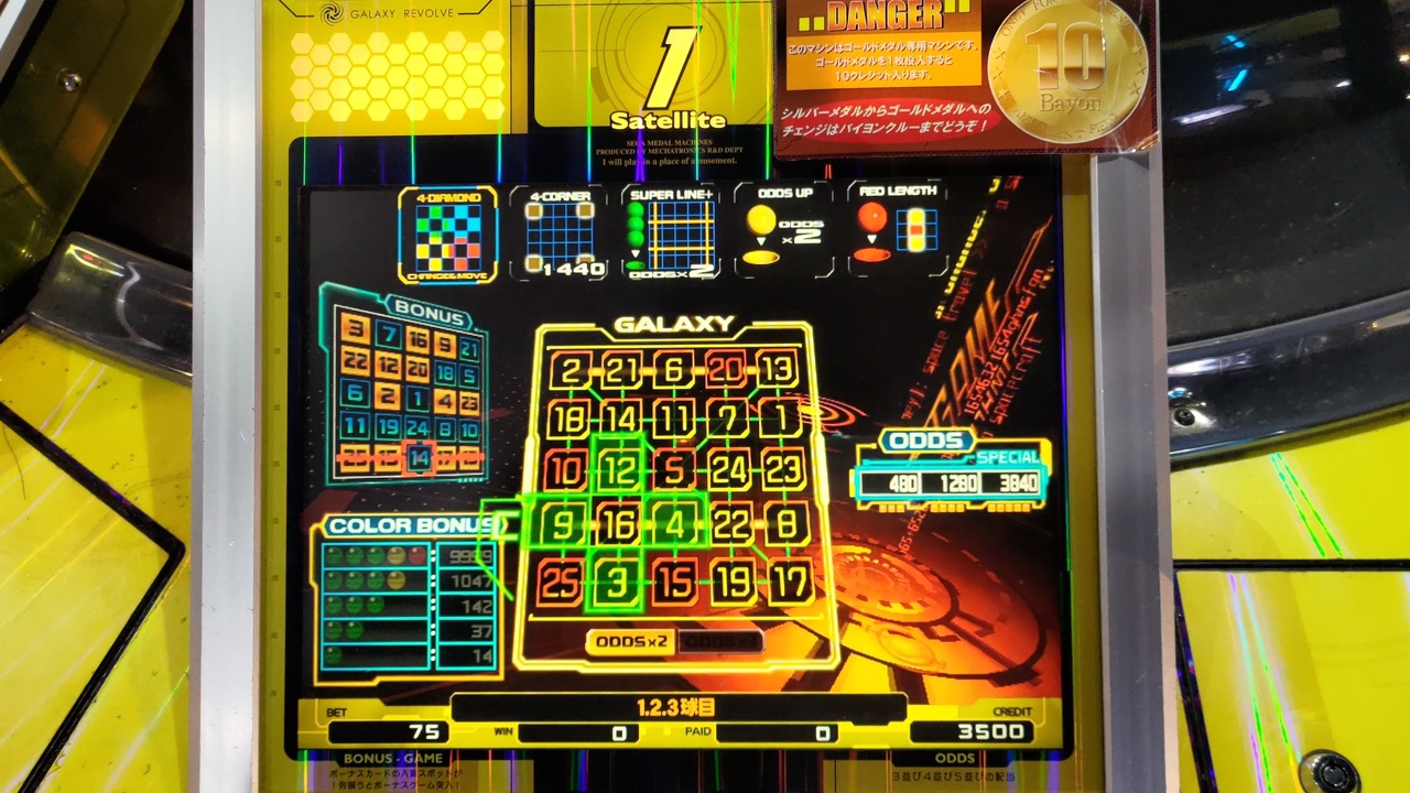 メダルゲーム ビンゴギャラクシー センター抽選機